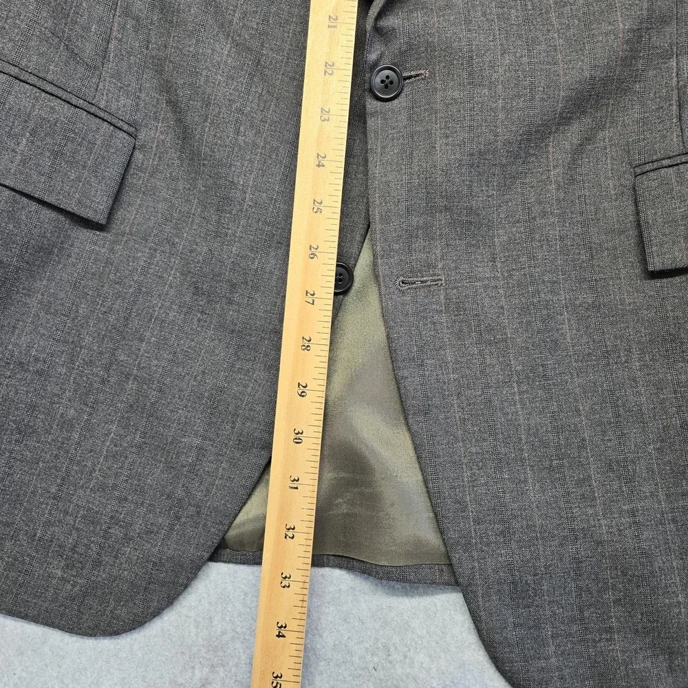 Vintage Polo Ralph Lauren 42R Gray Stripe Wool Blazer‎ Made USA Mens Sport Coat